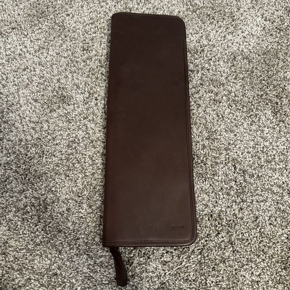 Vintage COACH Dark Brown Leather Zip Around Tie Case Holder Travel